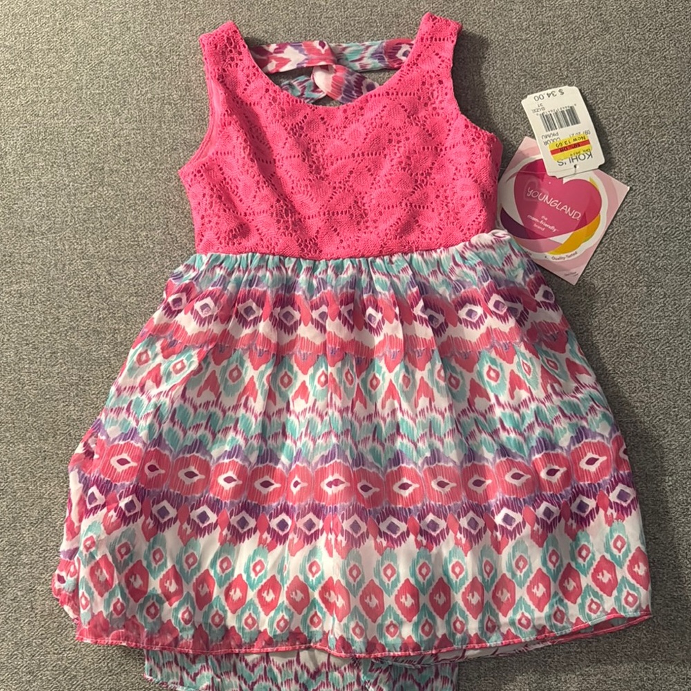 5/$15- Youngland Pink Ruffled Tiered Sundress Sleeveless